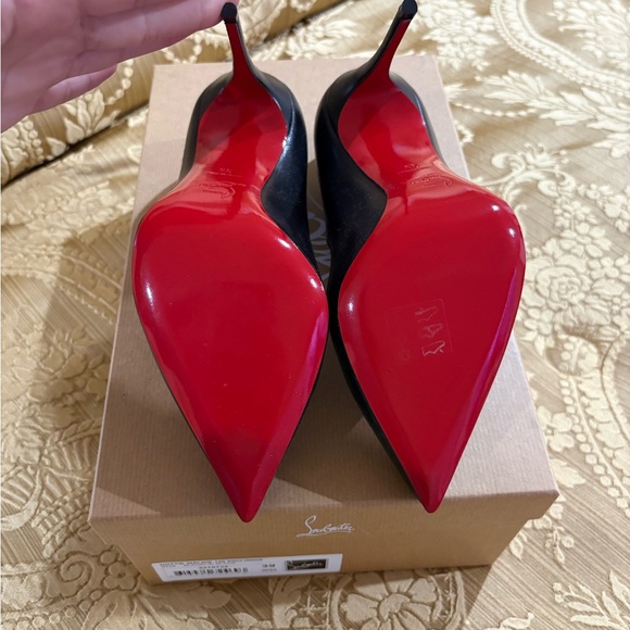 Christian Louboutin Black Leather Pointed Stiletto with Red Script Walk A Mile - Picture 6 of 7